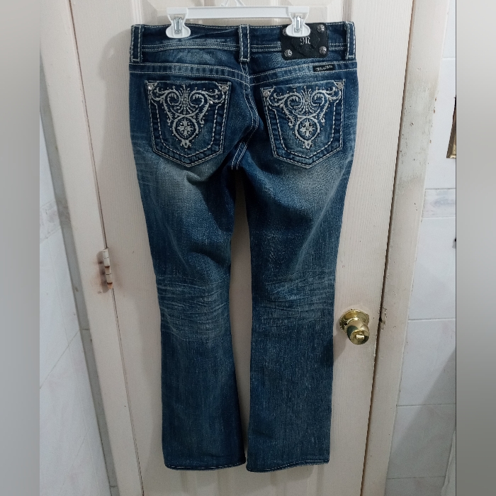 Miss Me Y2k Bling Embroidery Pockets Flare Low Rise Boot Cut Jeans Size 29
